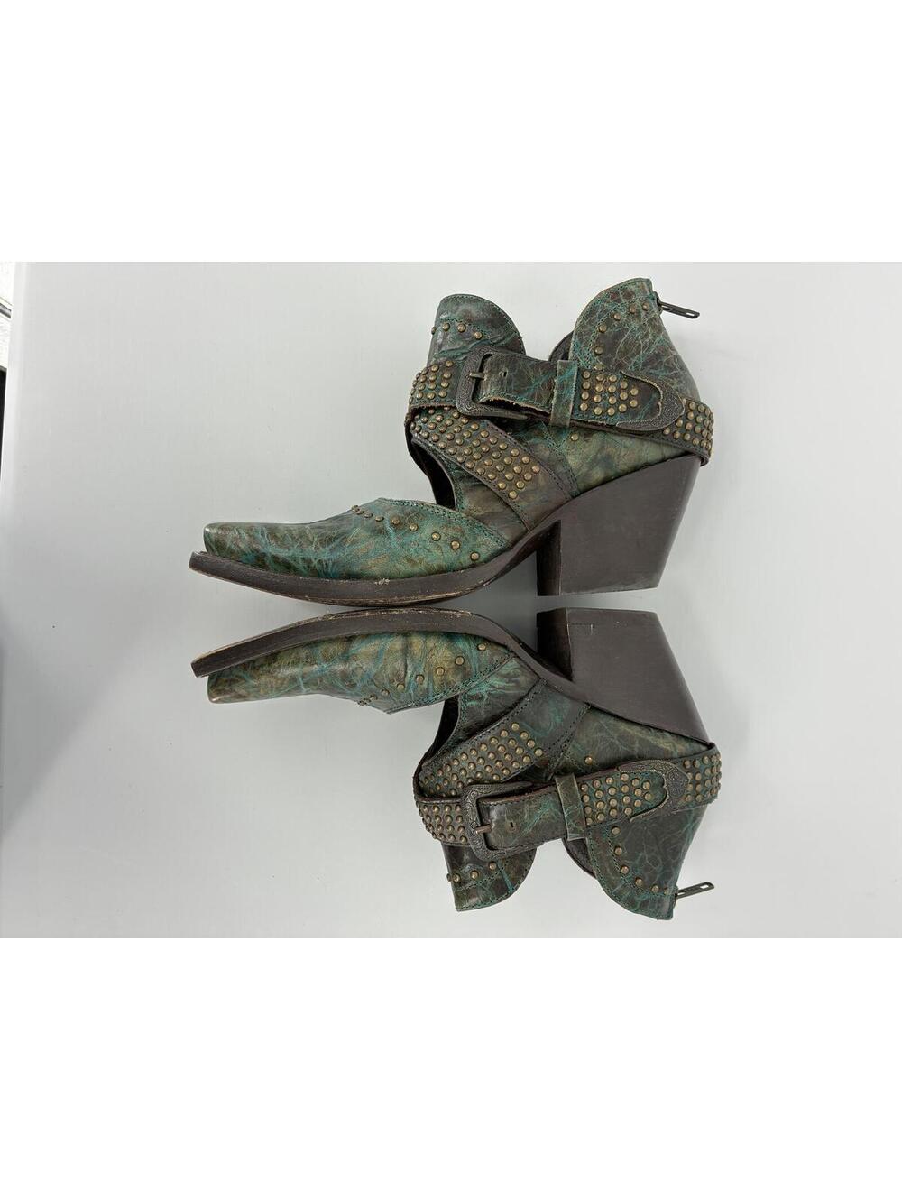 Ariat Dixon Rock 'N Roll distressed leather booties in a Turquoise Topaz - Picture 6 of 8